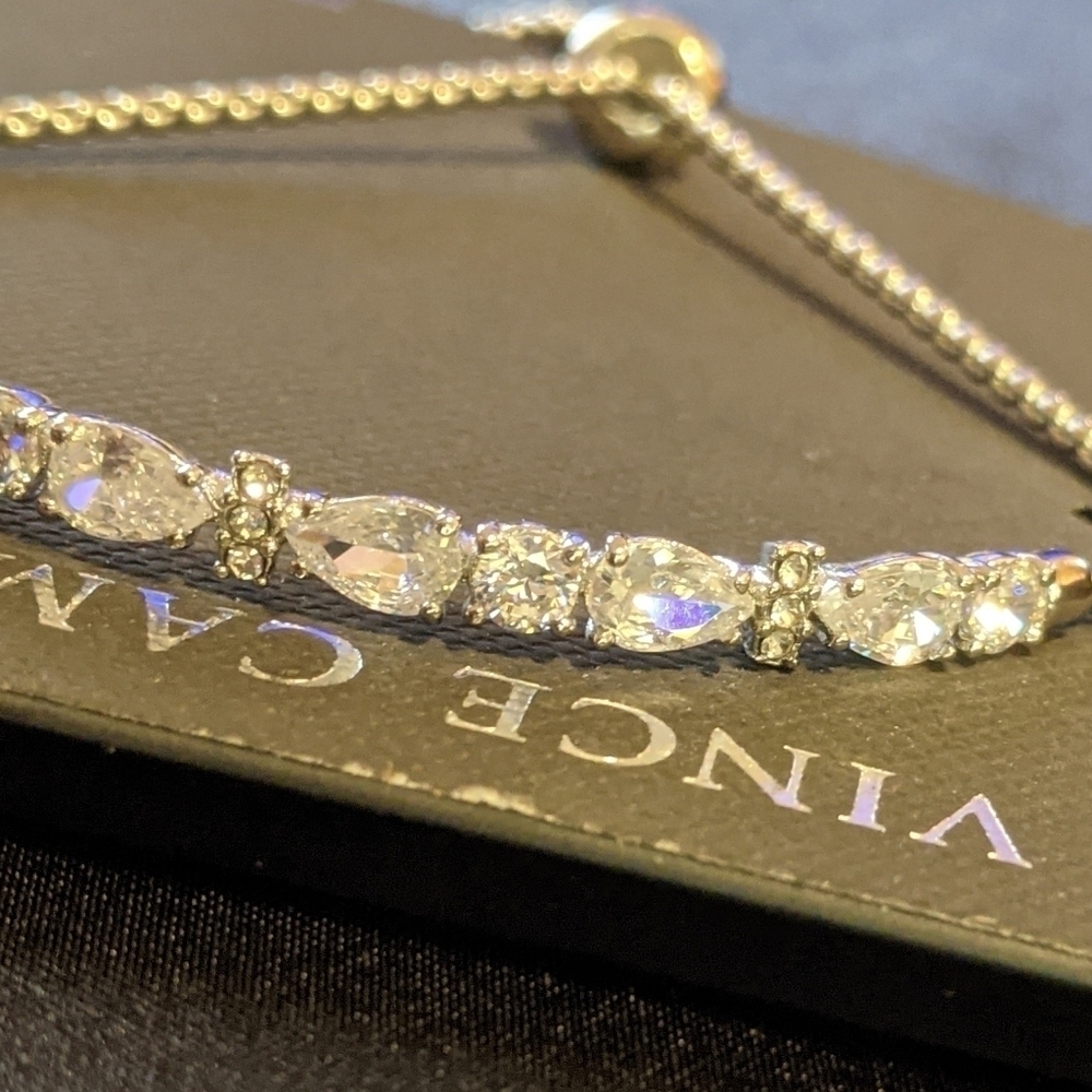 NEW Vince Camuto Genuine CZ Silvertone Slider Adjustable Bracelet - Picture 5 of 6